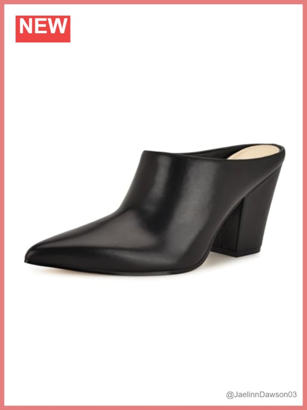 Nine West Amini Pointed Toe Leather Block Heel Mules Slip-On Party Shoes